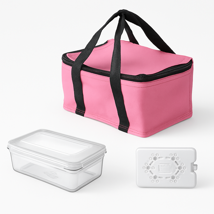 Kit Porta Pranzo Termico con Borsa Frigo Portatile con Accessori 15x22x17.5cm Salvaspazio