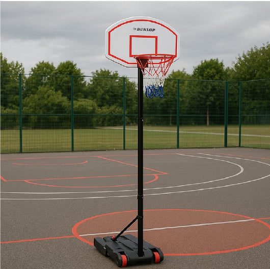 Canestro Basket Regolabile Dunlop con Base e Ruote per Esterni Sport Pallacanestro