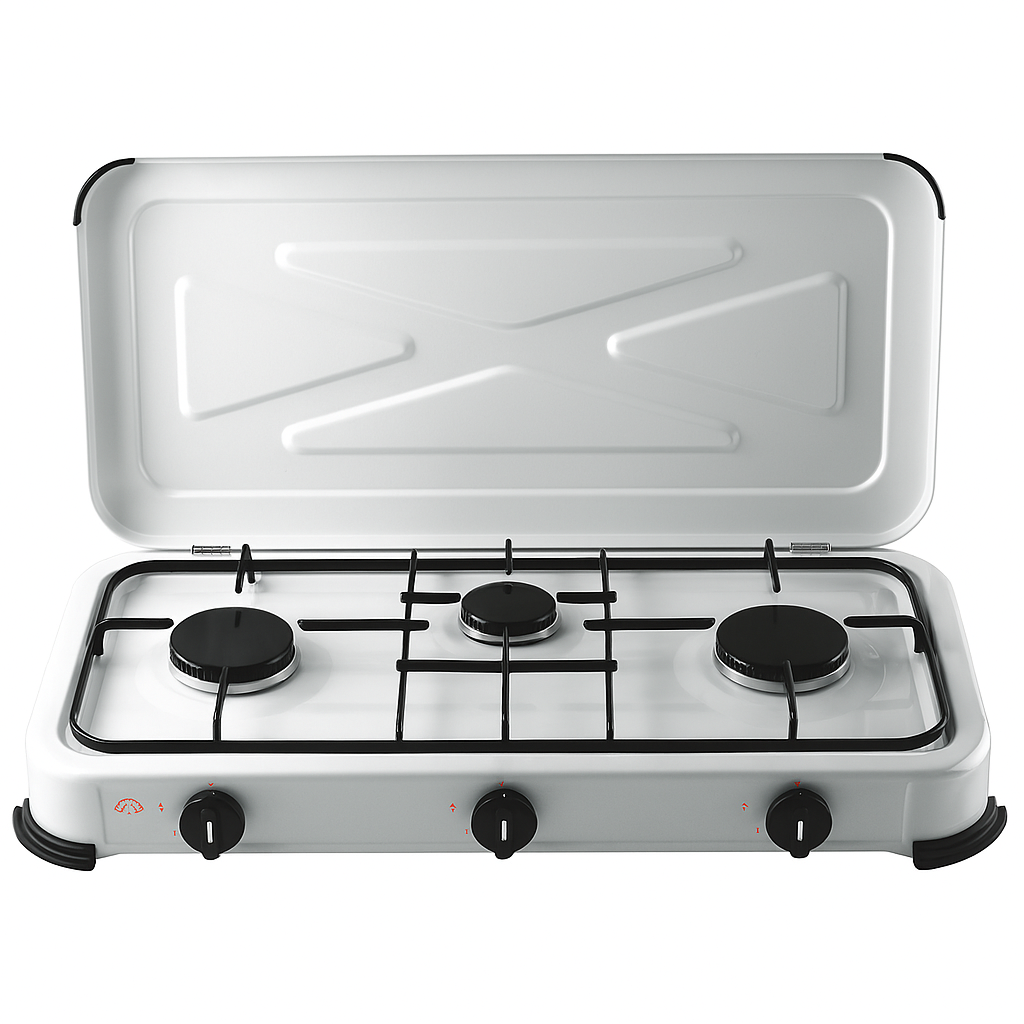 FORNELLO A GAS 3 FUOCHI CON COPERCHIO – 4,1 KW