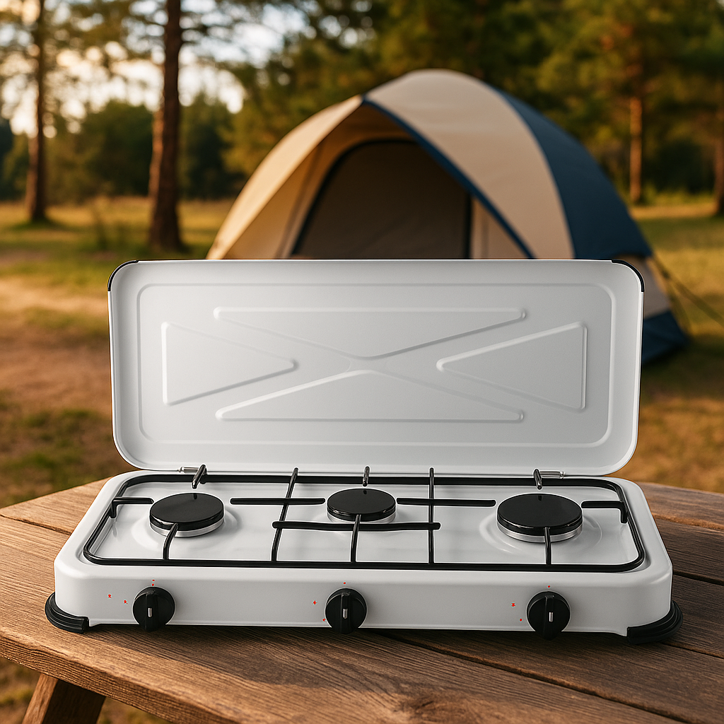 FORNELLO A GAS 3 FUOCHI CON COPERCHIO – 4,1 KW