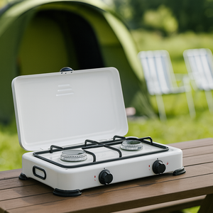 FORNELLO A GAS 2 FUOCHI CON COPERCHIO CAMPING MULTIFIRE 2