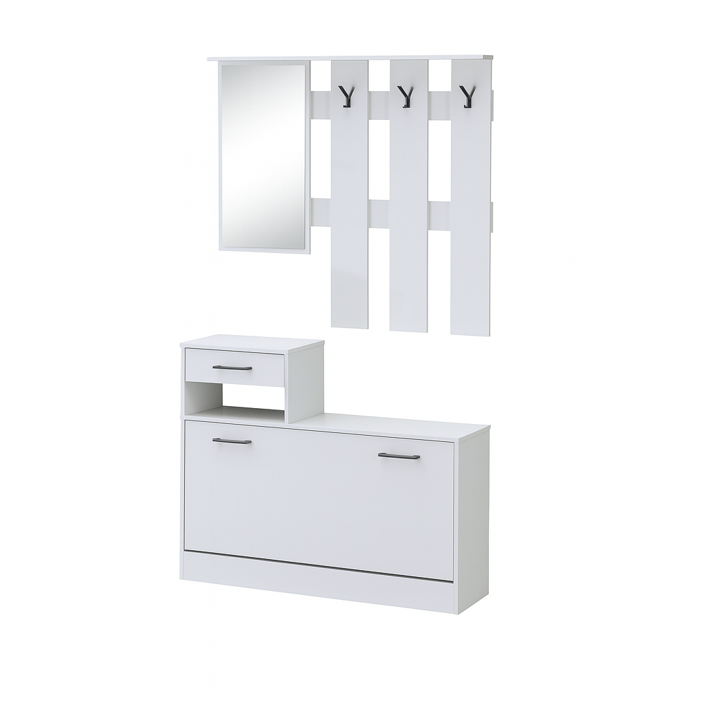 MOBILE INGRESSO RUFOLF BIANCO 100X180H CON SCARPIERA INTEGRATA