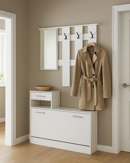 MOBILE INGRESSO RUFOLF BIANCO 100X180H CON SCARPIERA INTEGRATA