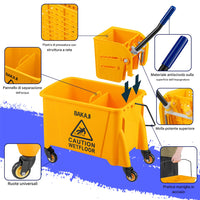 Carrello Pulizie Professionale Secchio Lavapavimenti 20 Lt per Mocio con Ruote