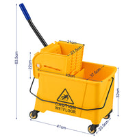 Carrello Pulizie Professionale Secchio Lavapavimenti 20 Lt per Mocio con Ruote