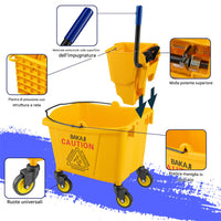 Carrello Pulizie Professionale Secchio Lavapavimenti 23 Lt per Mocio con Ruote