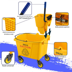 Carrello Pulizie Professionale Secchio Lavapavimenti 23 Lt per Mocio con Ruote