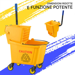 Carrello Pulizie Professionale Secchio Lavapavimenti 23 Lt per Mocio con Ruote