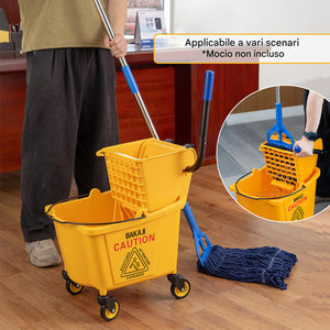 Carrello Pulizie Professionale Secchio Lavapavimenti 23 Lt per Mocio con Ruote