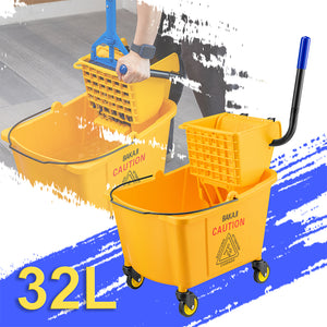 Carrello Pulizie Professionale Secchio Lavapavimenti 33 Lt per Mocio con Ruote