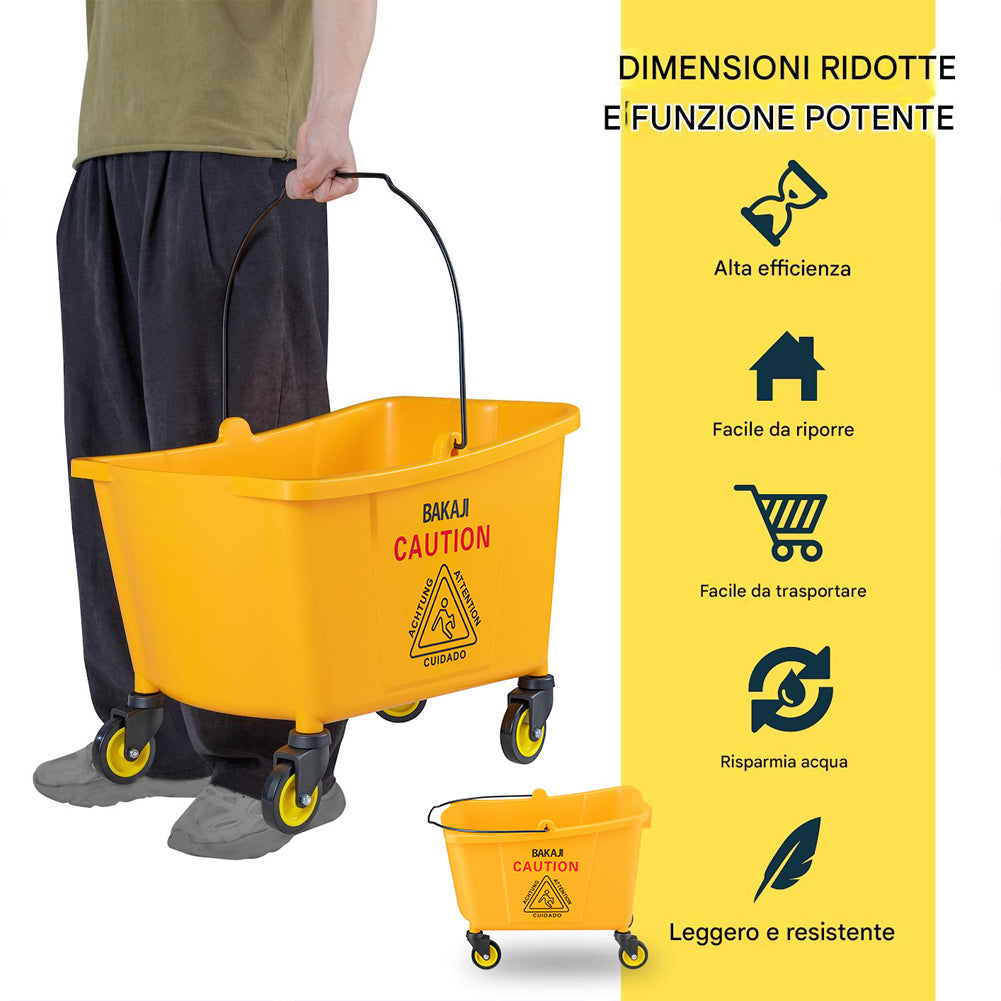 Carrello Pulizie Professionale Secchio Lavapavimenti 33 Lt per Mocio con Ruote