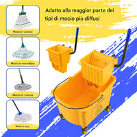 Carrello Pulizie Professionale Secchio Lavapavimenti 33 Lt per Mocio con Ruote
