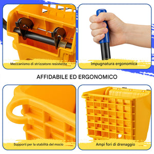 Carrello Pulizie Professionale Secchio Lavapavimenti 33 Lt per Mocio con Ruote