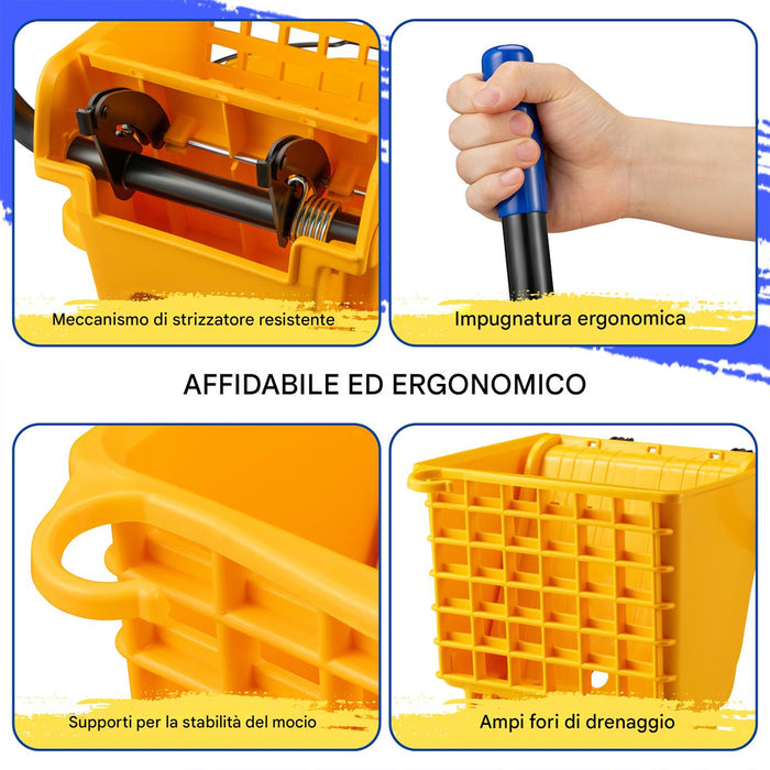 Carrello Pulizie Professionale Secchio Lavapavimenti 33 Lt per Mocio con Ruote