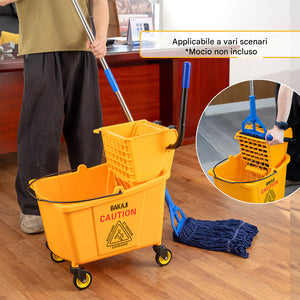 Carrello Pulizie Professionale Secchio Lavapavimenti 33 Lt per Mocio con Ruote
