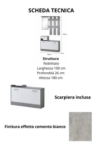 MOBILE INGRESSO RUDOLF BIANCO/CEMENTO CM.100X180H