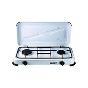 Vigor 9801002 Fornello a gas GPL 2 fuochi struttura acciaio verniciato griglia acciaio smaltato 58x33x9 cm