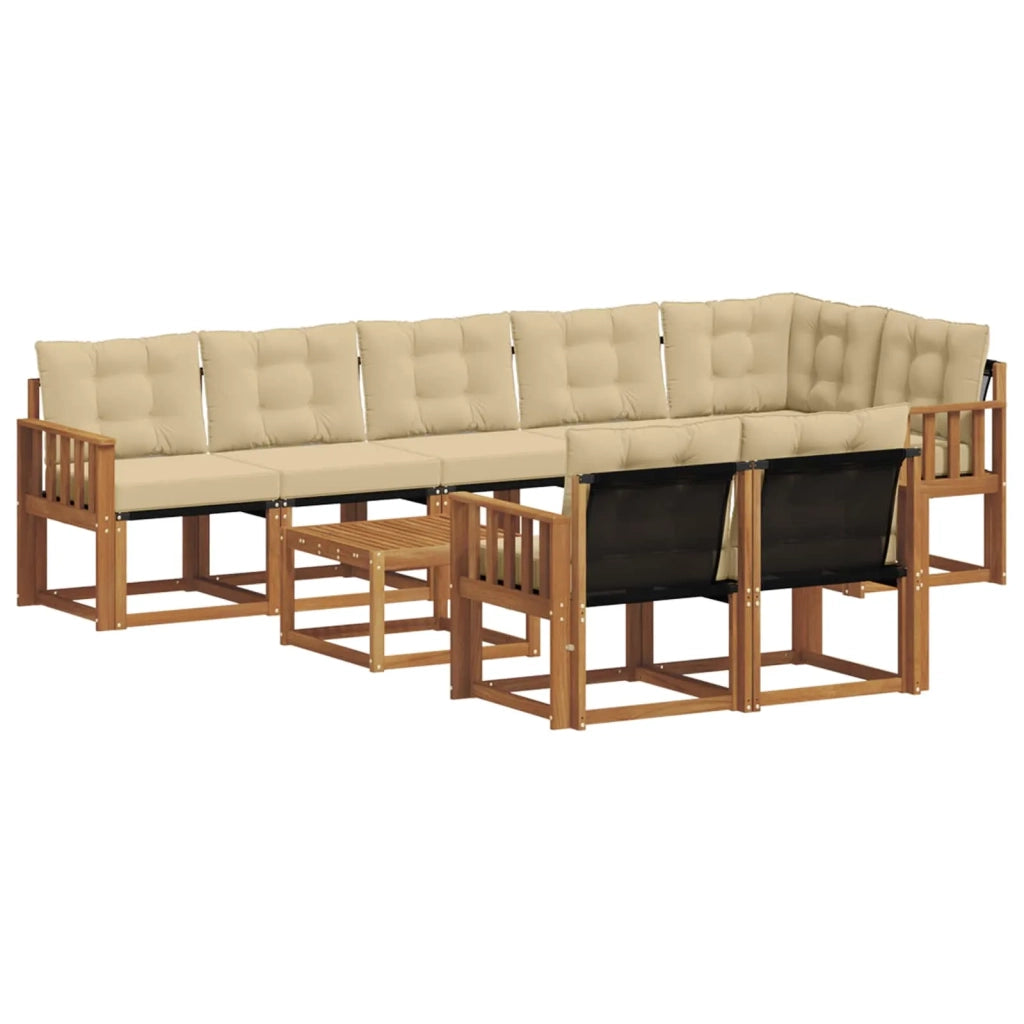 Set di divani da esterno con cuscino 9 pcs Naturale e Beige 3368808