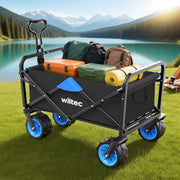 Carretto a mano pieghevole, max 100 kg, tessuto impermeabile nero-blu, carrello
