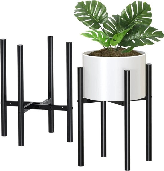 Stendardo metallico regolabile per vasi da fiore di 20-30 cm - nero, per interni ed esterni