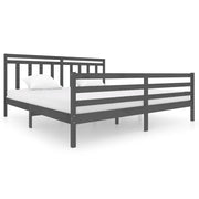 Letto matrimoniale | Letto per adulti | Giroletto Grigio in Legno Massello di Pino 200x200 cm