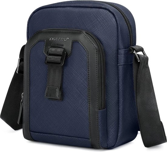 Borsa da spalla per uomini, tasca da uomo per appendere, borsa da corriere, borsa da tracolla in croce, impermeabile, tasca per telefono cellulare per tempo libero, lavoro, viaggi, vita quotidiana, blu, Borsa da spalla