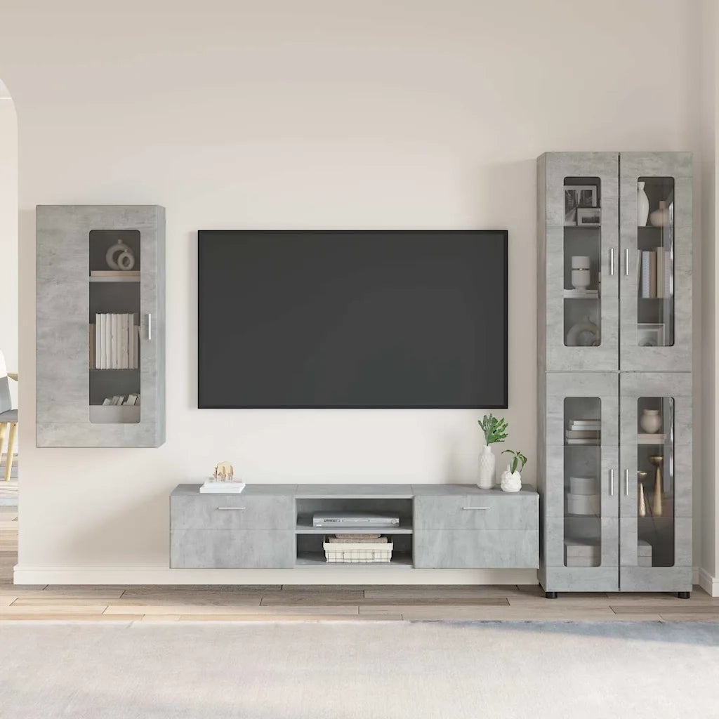 Set mobile TV FLORIN 3 pcs Grigio cemento Legno multistrato 3397947