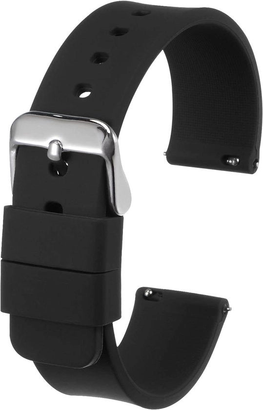 Cinturino orologio in silicone nero da 22 mm con chiusura in acciaio inossidabile
