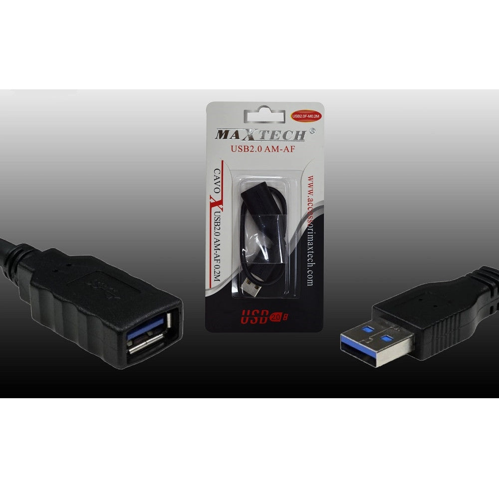 Trade Shop - Cavo Prolunga Usb 2.0 0.2mt Maschio A Femmina Per Pc Computer Maxtech Usb2.0f-m0.2m -