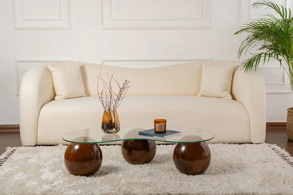 Tavolino in vetro "Sphere" - 120 x 70 x 30 cm - Marrone