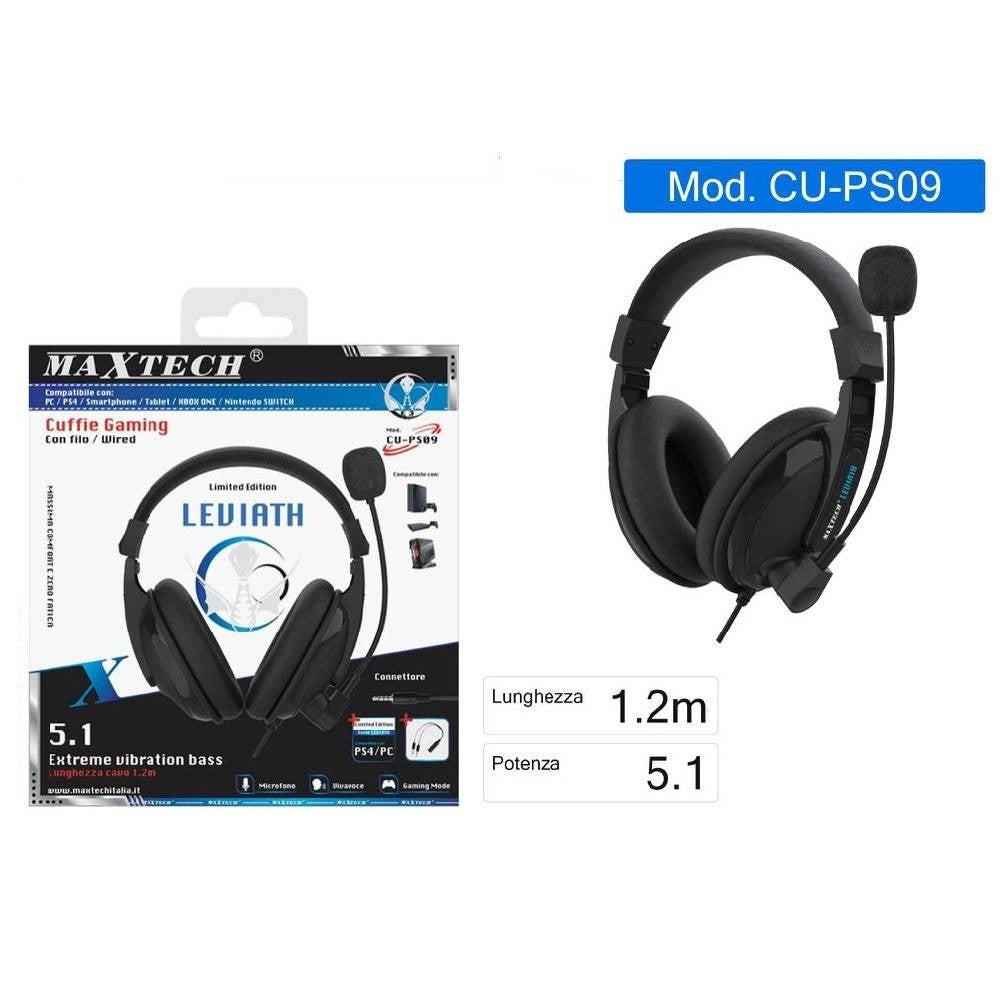 Trade Shop - Cuffie Gaming Da Gioco Con Filo Microfono Per Pc Ps4 Xbox One Smartphone Cu-ps09 -