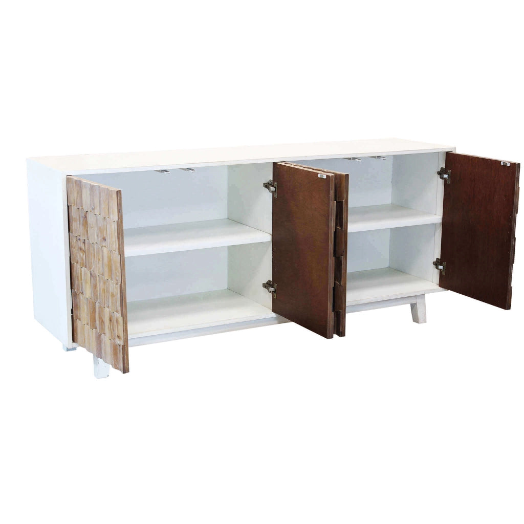 MOBILE ANTWAN IN LEGNO CON FINITURA BIANCA E NATURALE 180 X 45 X H80 CM