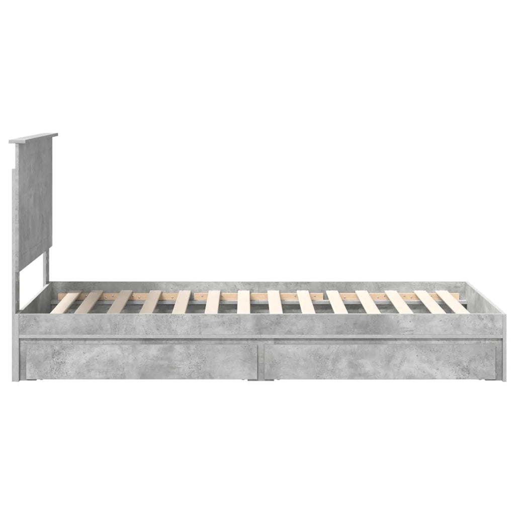 Letto con Contenitore con testiera Grigio cemento 90 x 190 cm