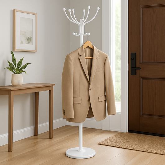 Appendi Abiti Autoportante base rotonda Con 16 Ganci Metallo 36x175 cm (Bianco)