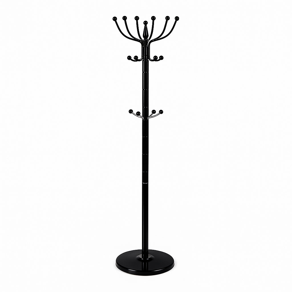 Appendi Abiti Autoportante base rotonda Con 16 Ganci Metallo 36x175 cm (Nero)