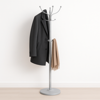 Appendi Abiti Autoportante base rotonda Con 16 Ganci Metallo 36x175 cm (Silver)