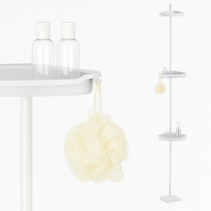 Asta Doccia Telescopica 4Ripiani Altezza regolabile H198-245cm Bianco Salvaspazio