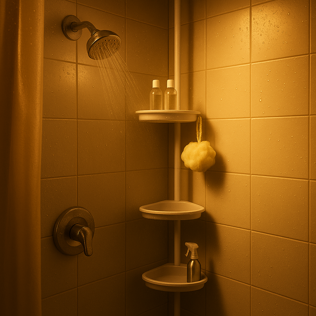 Asta Doccia Telescopica 4Ripiani Altezza regolabile H198-245cm Bianco Salvaspazio