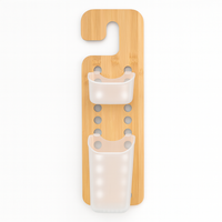 Mensola Porta Accessori da Bagno in Legno di Bambù e Abs 14x10 H 44 cm Moderno