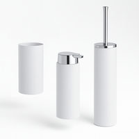 kit Accessori Bagno 3 pezzi Plastica Abs Bianco Silver Design Moderno Resistente