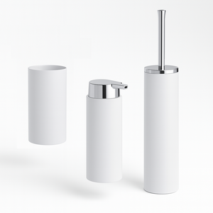 kit Accessori Bagno 3 pezzi Plastica Abs Bianco Silver Design Moderno Resistente