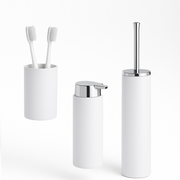 kit Accessori Bagno 3 pezzi Plastica Abs Bianco Silver Design Moderno Resistente