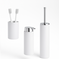 kit Accessori Bagno 3 pezzi Plastica Abs Bianco Silver Design Moderno Resistente