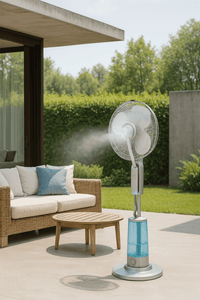 VENTILATORE NEBULIZZATORE A PIANTANA PER ESTERNO RUGIADA CM.40