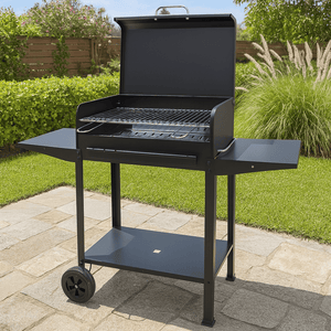 BARBECUE A CARBONE POLIFEMO CM.60X40X95H GRIGLIA REGOLABILE CON RUOTE