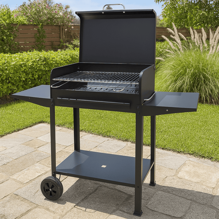 BARBECUE A CARBONE POLIFEMO CM.60X40X95H GRIGLIA REGOLABILE CON RUOTE