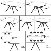Tavolo Allungabile Rotante Ceramica Effetto Marmo Nero da 6-8 Posti Salvaspazio