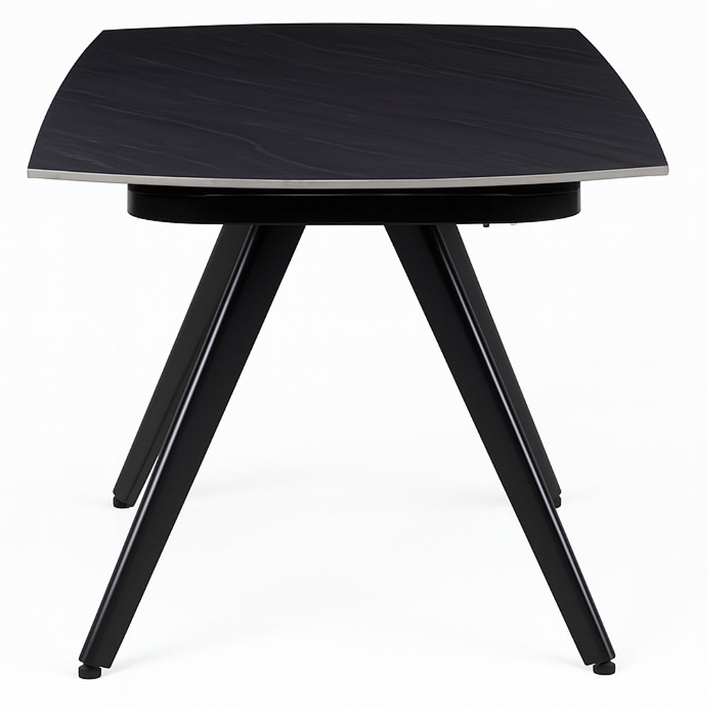Tavolo Allungabile Rotante Ceramica Effetto Marmo Nero da 6-8 Posti Salvaspazio