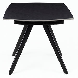 Tavolo Allungabile Rotante Ceramica Effetto Marmo Nero da 6-8 Posti Salvaspazio