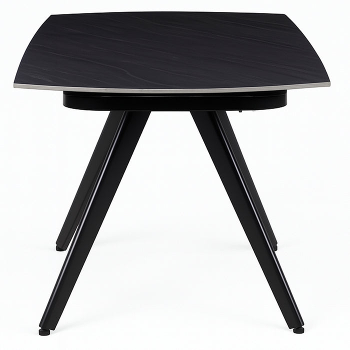 Tavolo Allungabile Rotante Ceramica Effetto Marmo Nero da 6-8 Posti Salvaspazio
